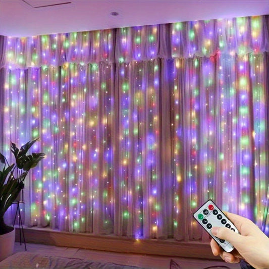 300 LED Colorful USB Curtain String Lights with Remote Control - 8 Modes