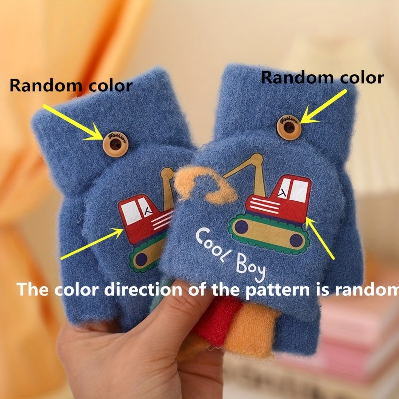 Cozy Boys' Flip-Top Fingerless Mittens