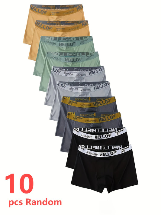 [Men's Boxer Briefs] 10-Pack Men's Boxer Briefs - Breathable Stretch Fabric, Assorted Colours.