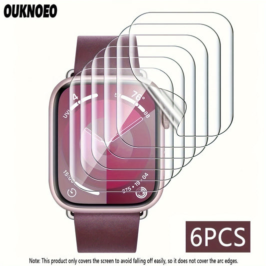 6pcs Clear TPU Hydrogel Smartwatch Screen Protect Film for Apple Watch 38/40/41/42/44/45/49/46mm Ultra/Se/10//9/8/7/6/5/4/3/2/1 Series Soft Protect Film