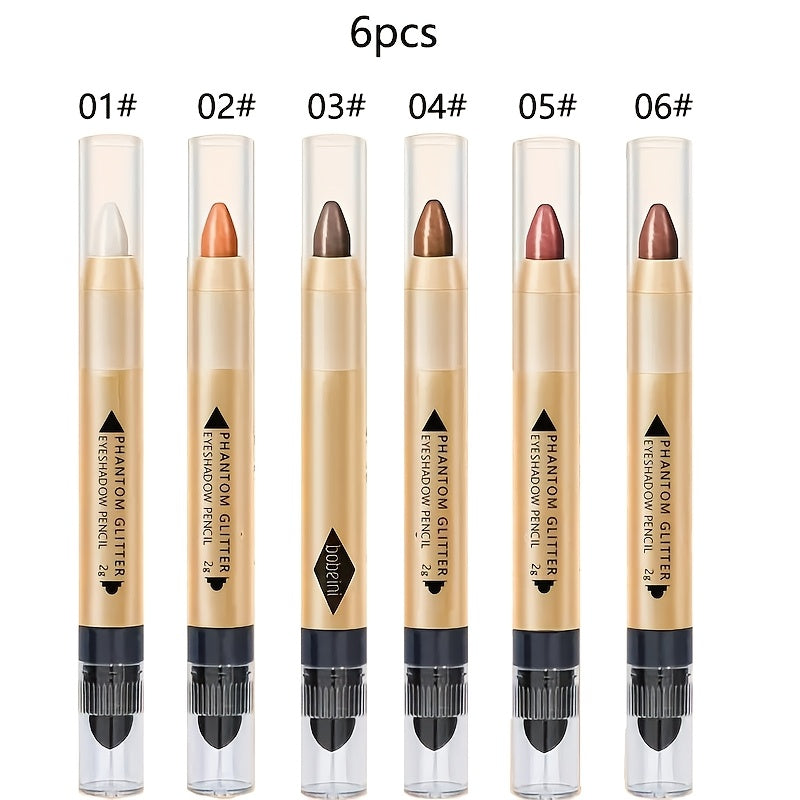6pcs Set of Shimmering Eyeshadow Sticks with Dual-Ended Design, Shimmery & Glitter Finish for Effortless Eye Makeup – Perfect for a Sophisticated Look, Makeup Eyeshadow Palette, Makeup Stick, Eyeshadows for Women, Glamorous