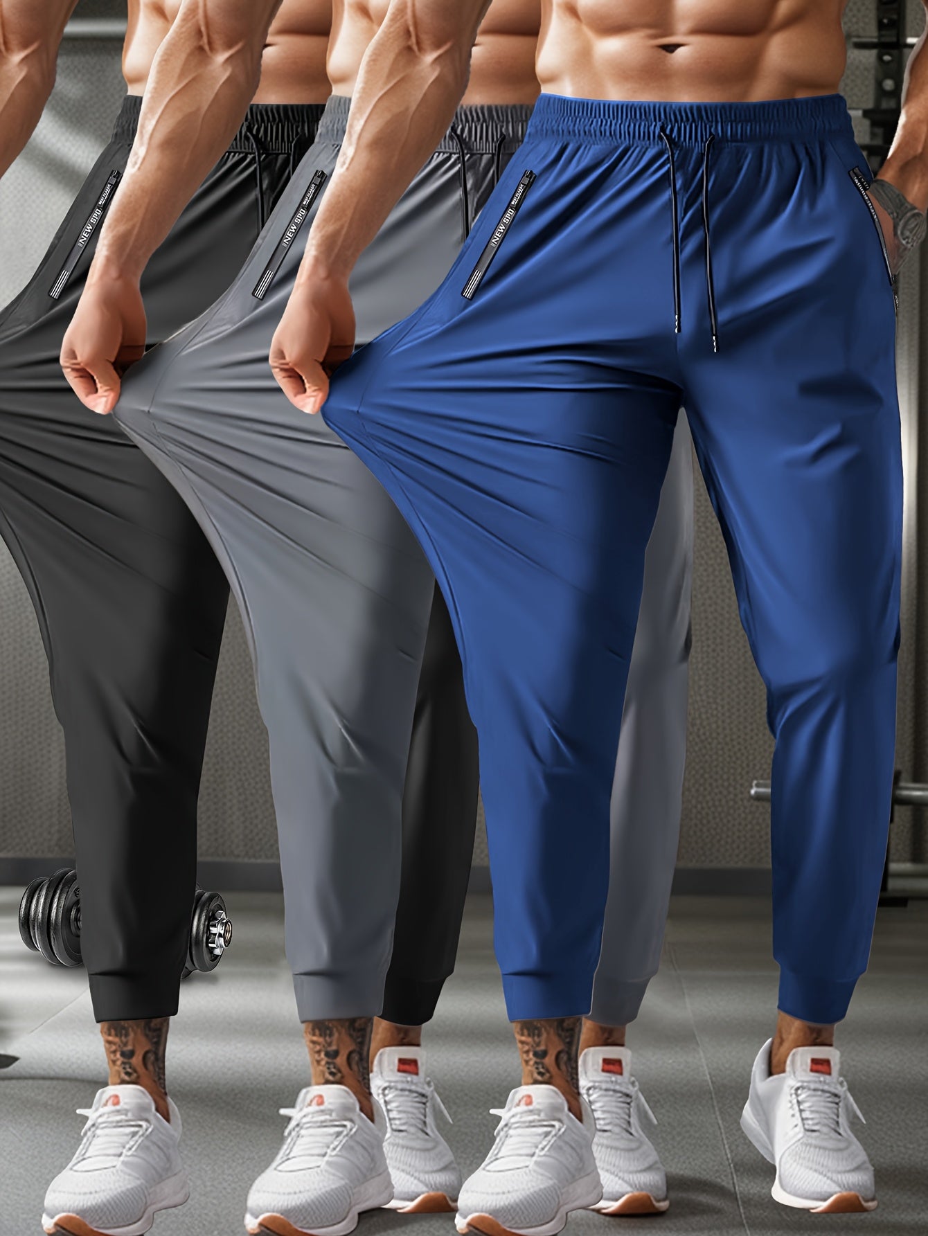 Men's Breathable Casual Sports Pants with Zipper Pockets