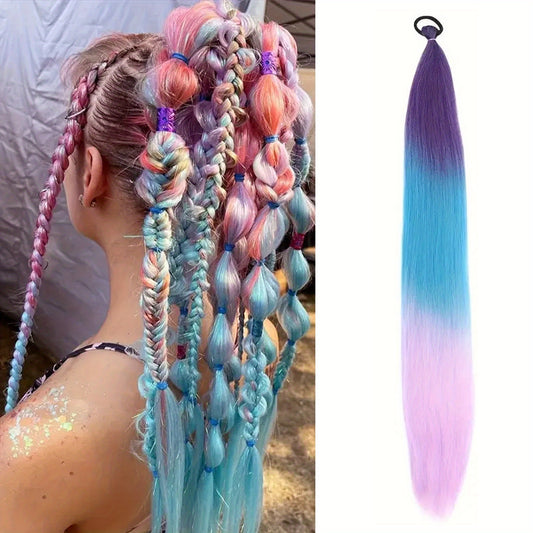 Vibrant Rainbow Gradient Hair Extensions for Women .
