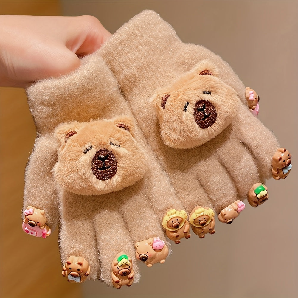2/4pcs Full-Finger Capybara Gloves