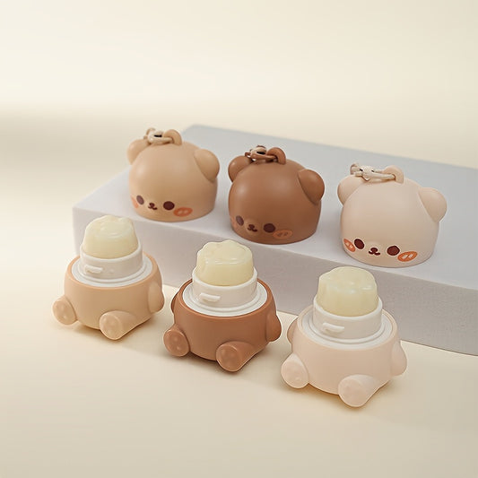 Hypoallergenic Lip Balm - Moisturizing, Soothing for Dry Lips | Cute Cartoon Bear Design, Glossy Finish, Unisex Adult