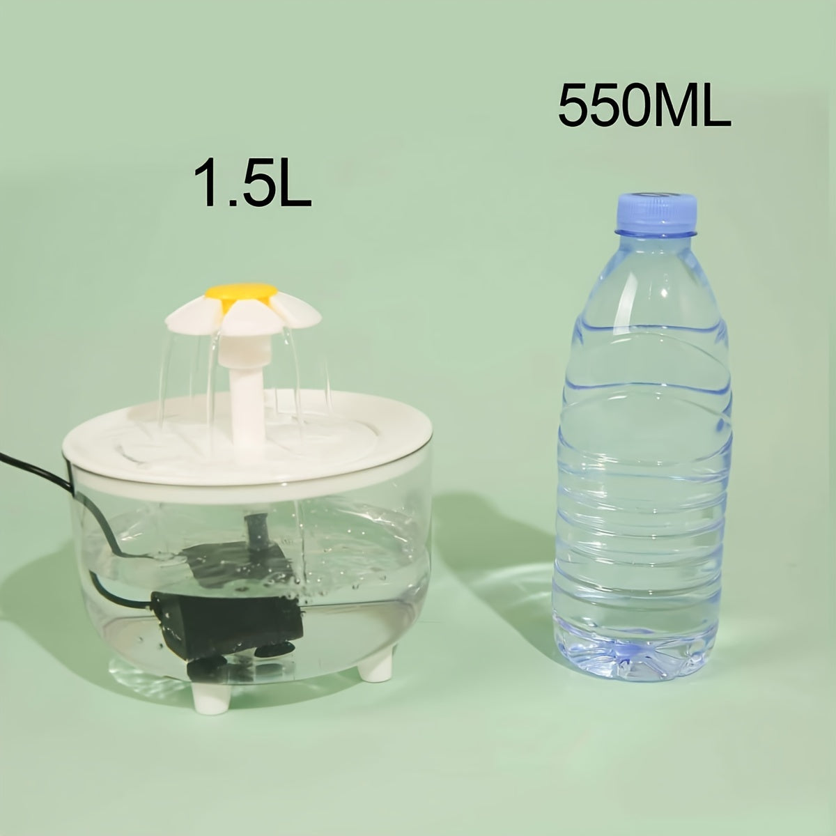 [1pc Quiet Fountain] 1pc Whisper Quiet Pet Water Fountain, 1.5L Usb-Powered | Automatic Circulation, Easy Clean Design for Cats & Small Pets, No Battery Required