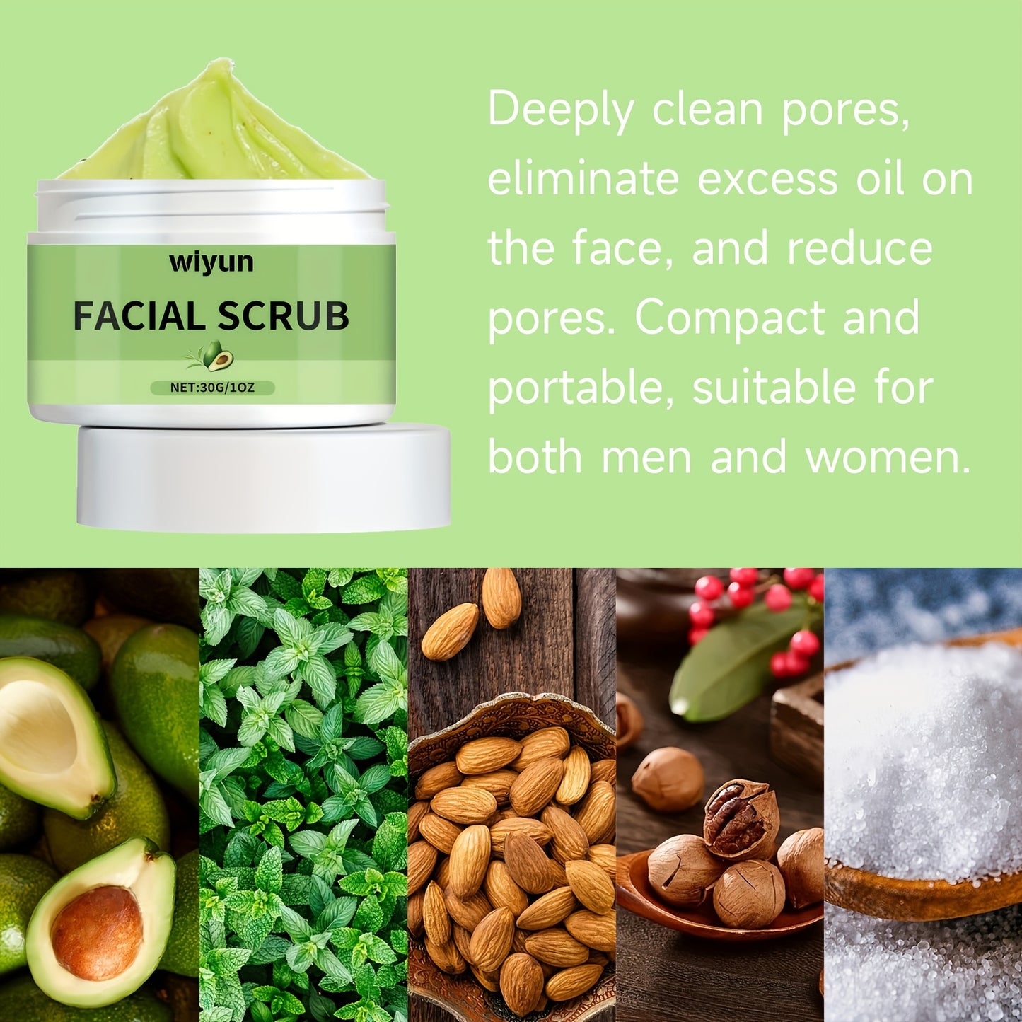 Avocado Walnut Facial Scrub for Deep Gentle Cleansing
