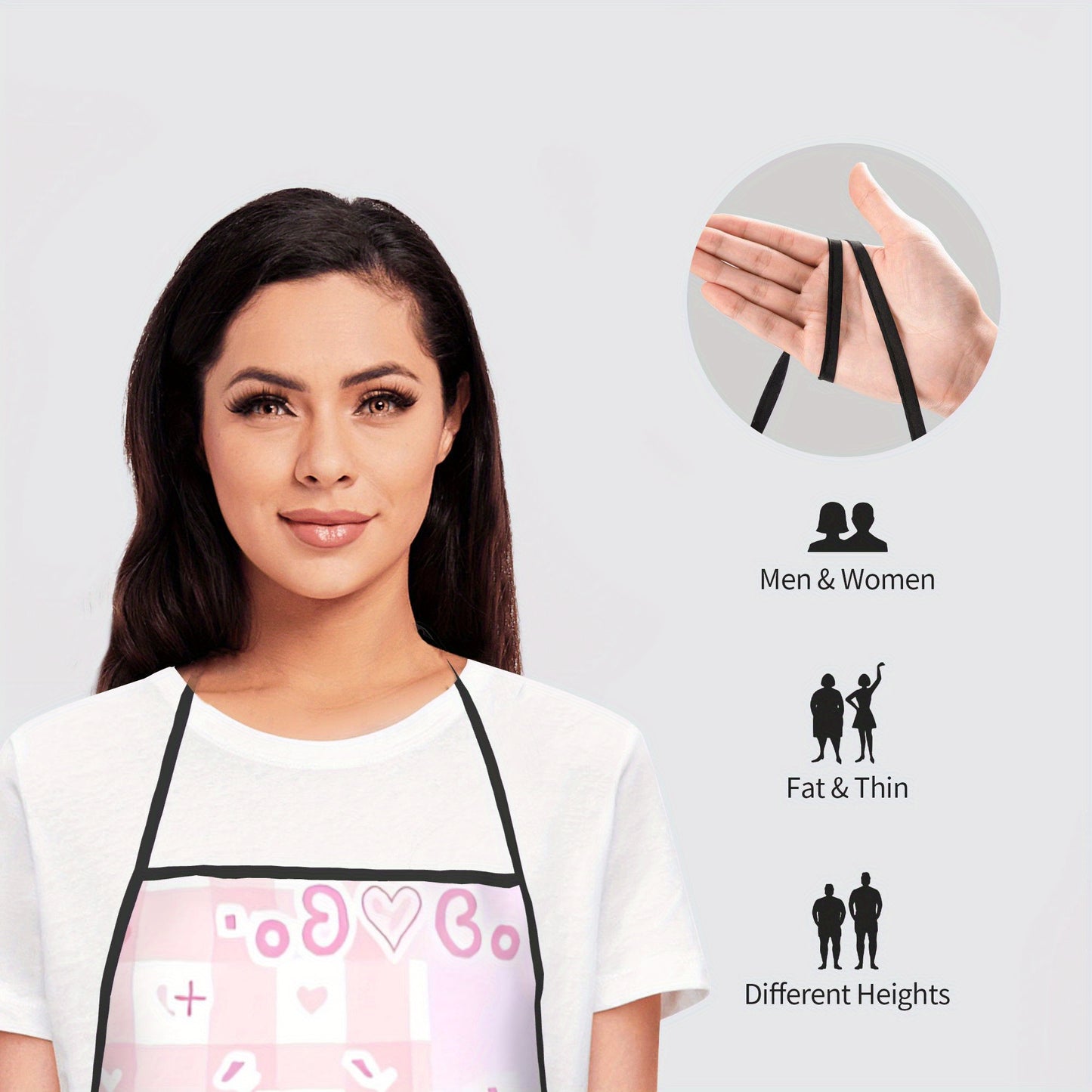 1pc Sanrio Cutecore Pink Apron with Bunny & Hearts Design - Durable Polyester Unisex Kitchen Bib for Cooking, Baking, Painting - Fun Aesthetic Chef Accessory for Adults, Cooking Wear