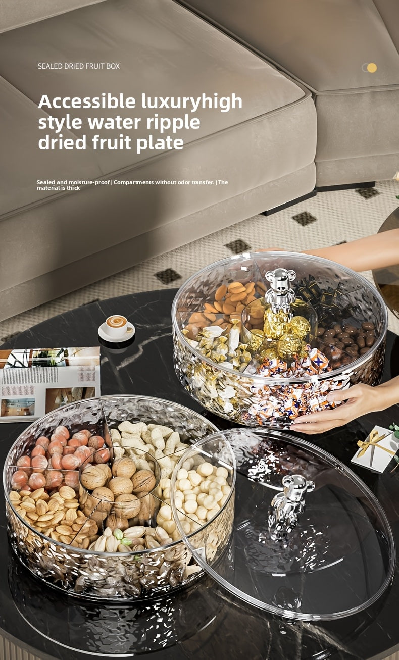 Double-layer design with two color choices. Premium Compartment Snack Tray".