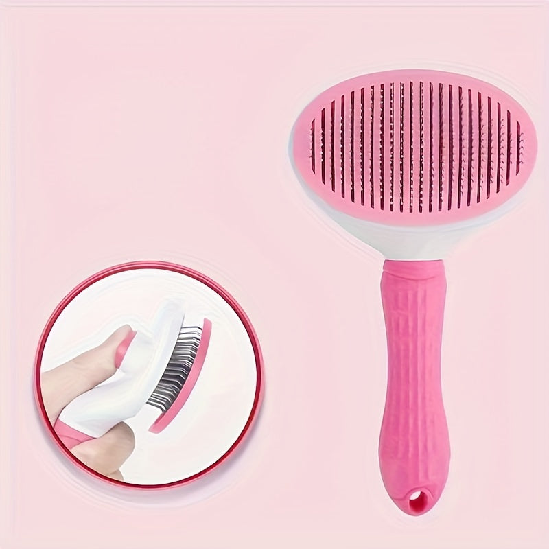 Automatic One-Button Hair Removal Dog and Cat Cleaning Face Comb | Pet Hair Removal Massage Comb, Cat and Dog Needle Comb Beauty Cleaning Brush