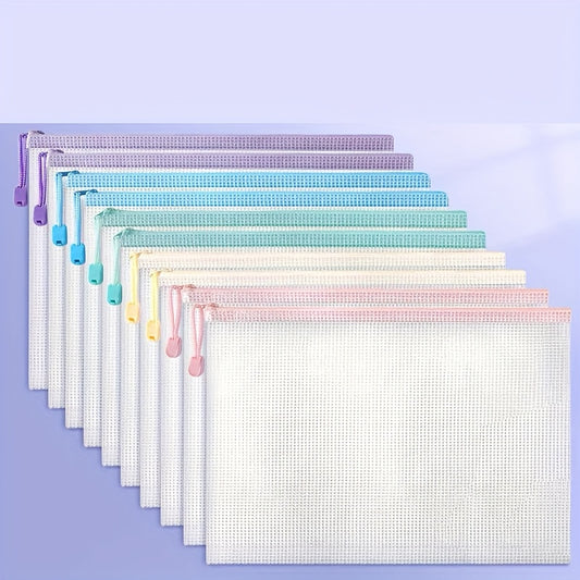 10pcs A4 Zippered Document Bags