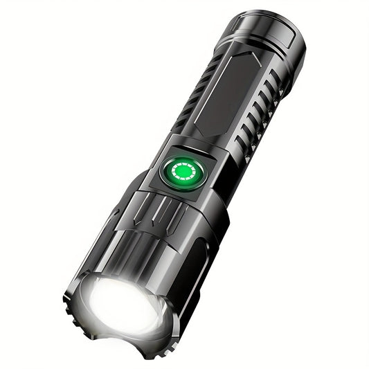 Super Bright LED Flashlight - Rechargeable High Lumen Handheld Light with Adjustable Focus, Long-Lasting Battery Life, Tactical Design for Outdoor and Emergency Use, Rechargeable Flashlight