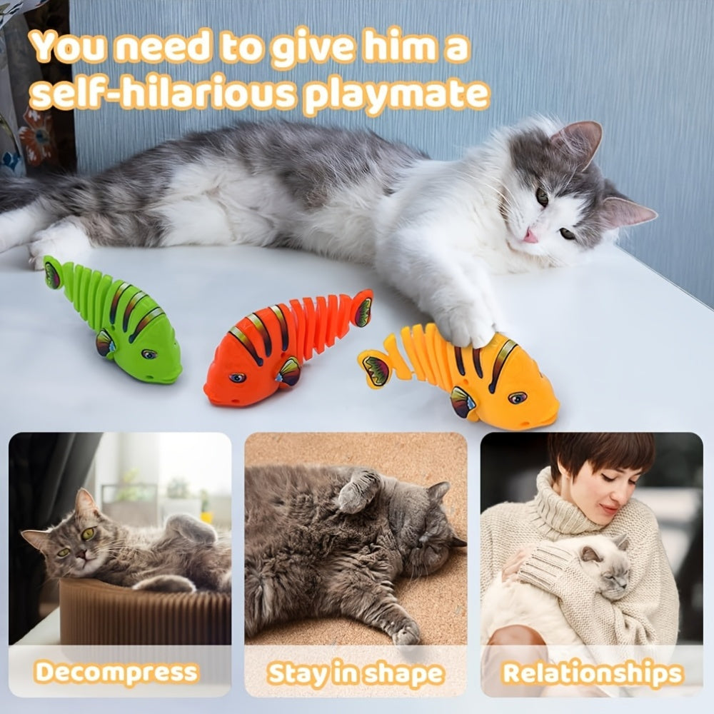 360° Swinging Cartoon Fish Wind-Up Toy for Cats