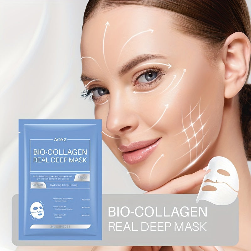 4pcs Bio-Collagen Real Deep Mask Pack Hydrating & Firming Facial .