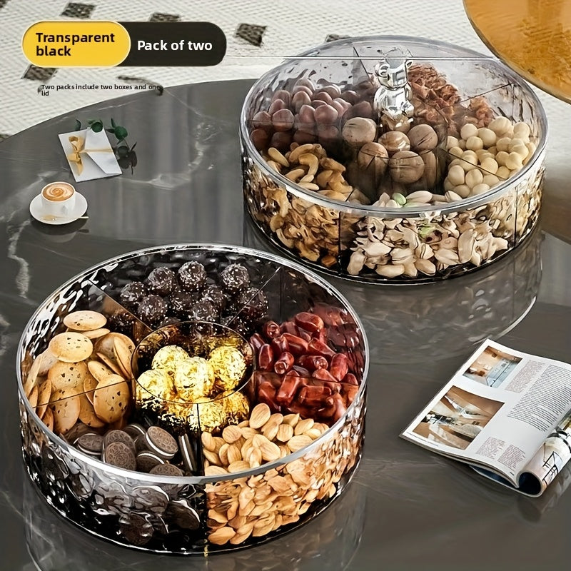 Double-layer design with two color choices. Premium Compartment Snack Tray".