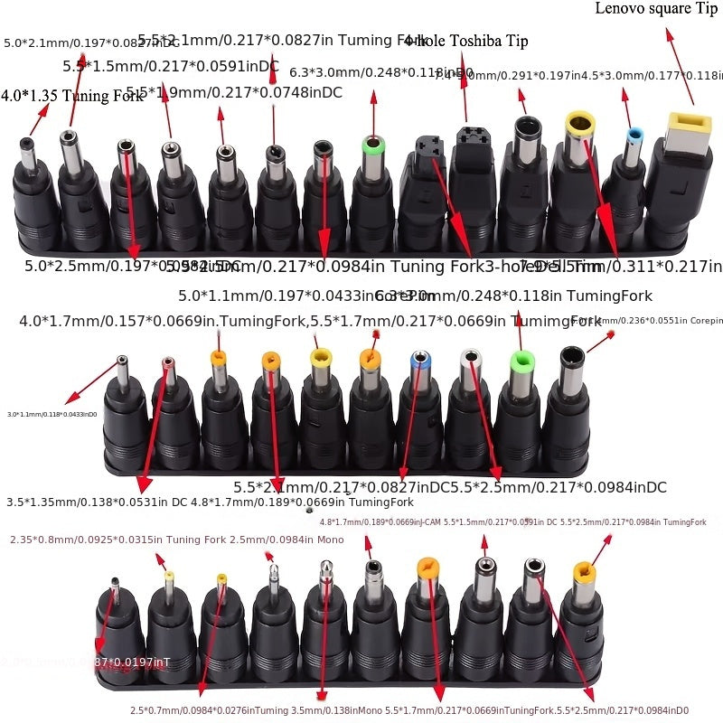 34pcs Universal DC Plug Set for Laptops