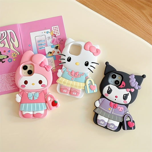 Licensed Cartoon Handbag for Kuromi Compatible with Iphone 16 Pro Max/15/14/13/12/11 Phone Cases, Apple 14 Pro Drop-Resistant Phone Protective Case.