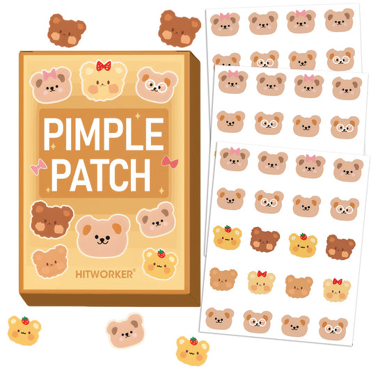 60pcs Acne Patches Designed to Conceal Blemishes And Imperfections, Featuring Adorable Bear Designs, Perfect As Holiday Gifts.