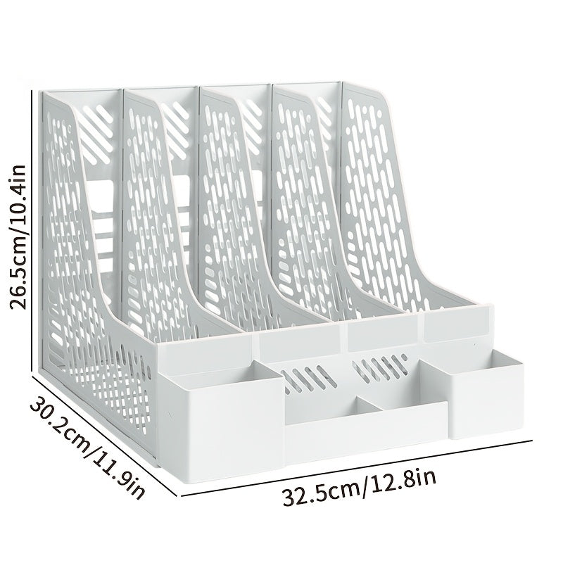 Desktop File Organizer, 4 Compartments, Removable, Space-Saving
