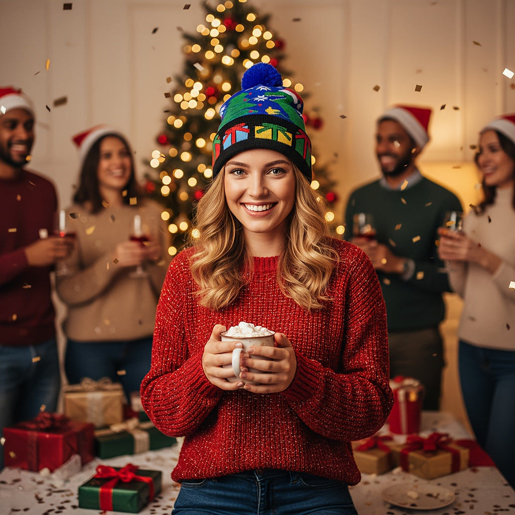 1pc Cartoon Jacquard Double-Layer Knitted Hat