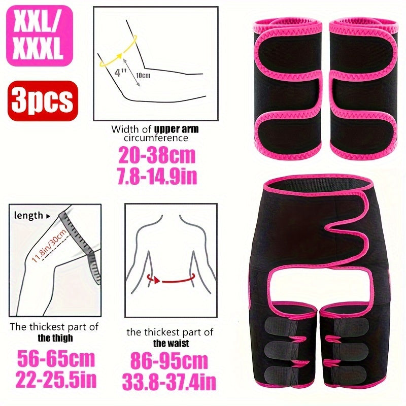 1 SET-4 in 1 High Waist Arm and Thigh Wast Trainer for Women, Open Wear Wrap Workout Belt Sweat Belly Band, Neoprene Workout Sweat Belt, Sweat Band, Waist & Arms Trainer, Sauna, Fitness Exercise, Women & Men