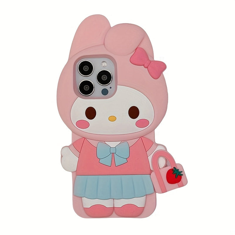 Licensed Cartoon Handbag for Kuromi Compatible with Iphone 16 Pro Max/15/14/13/12/11 Phone Cases, Apple 14 Pro Drop-Resistant Phone Protective Case.
