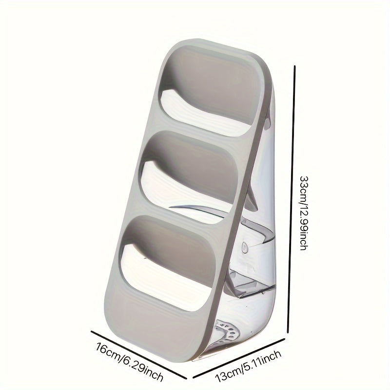 3-Grid Plastic Tableware Organizer - Multi-Functional Kitchen Rack for Utensils, Chopsticks, Forks, Knives - Wall-Mountable and Desktop Cutlery Holder with Washable Design, Available in White, Grey, Green