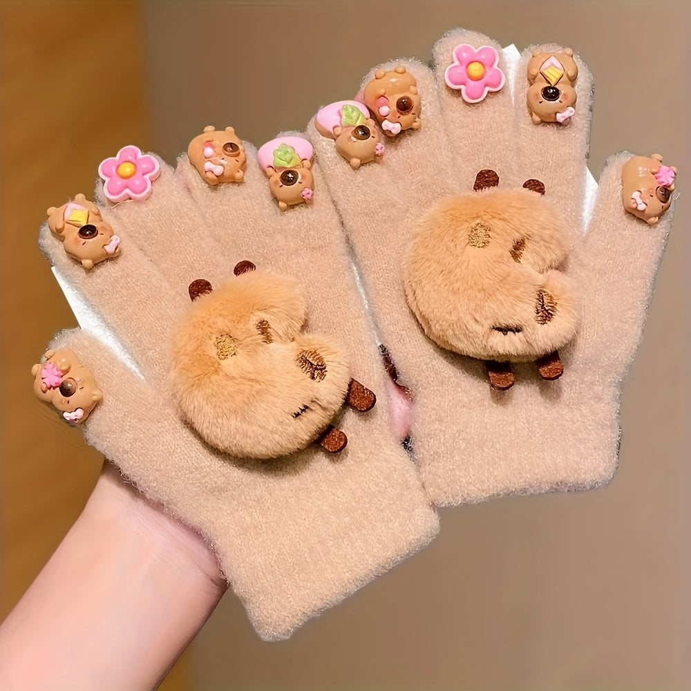 2/4pcs Full-Finger Capybara Gloves
