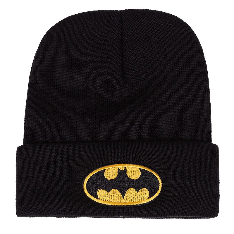 Warner Bros Batman & Superman Officially Licensed Embroidered Knit Hats - Black with Iconic Batman Logo & Superman Emblem, Winter Warmth for Comic Conventions, Outdoor Sports & Casual Attire - Unisex Adult & Youth Sizes (Offi