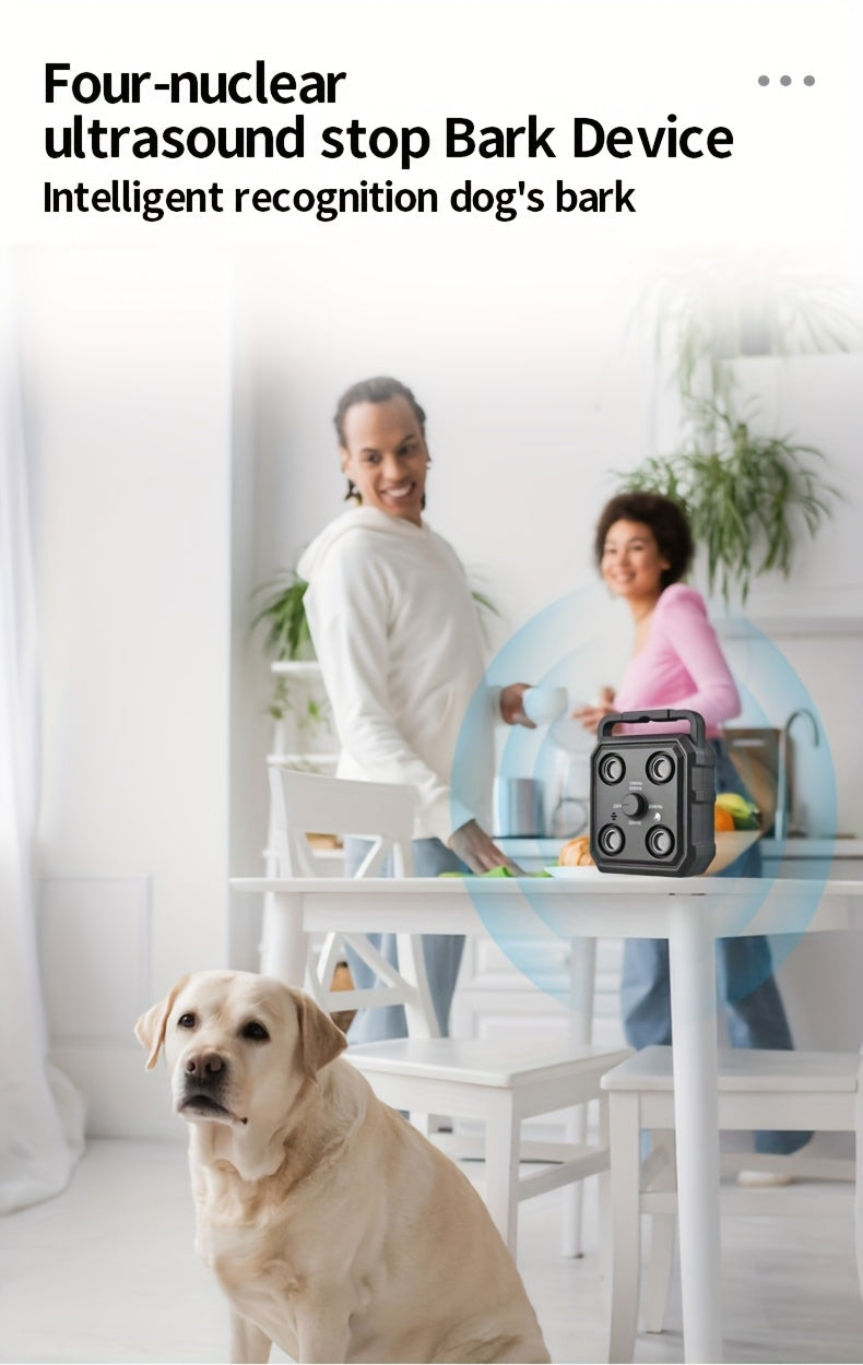Soundwave technology Anti-Bark Device for Dogs & Humans, Rechargeable USB-Powered with 300Hz-30KHz Range, Intelligent Bark Recognition, 3 Training Modes, Automatic Stop Barking Detection, Quad-Core Soundwave Technology