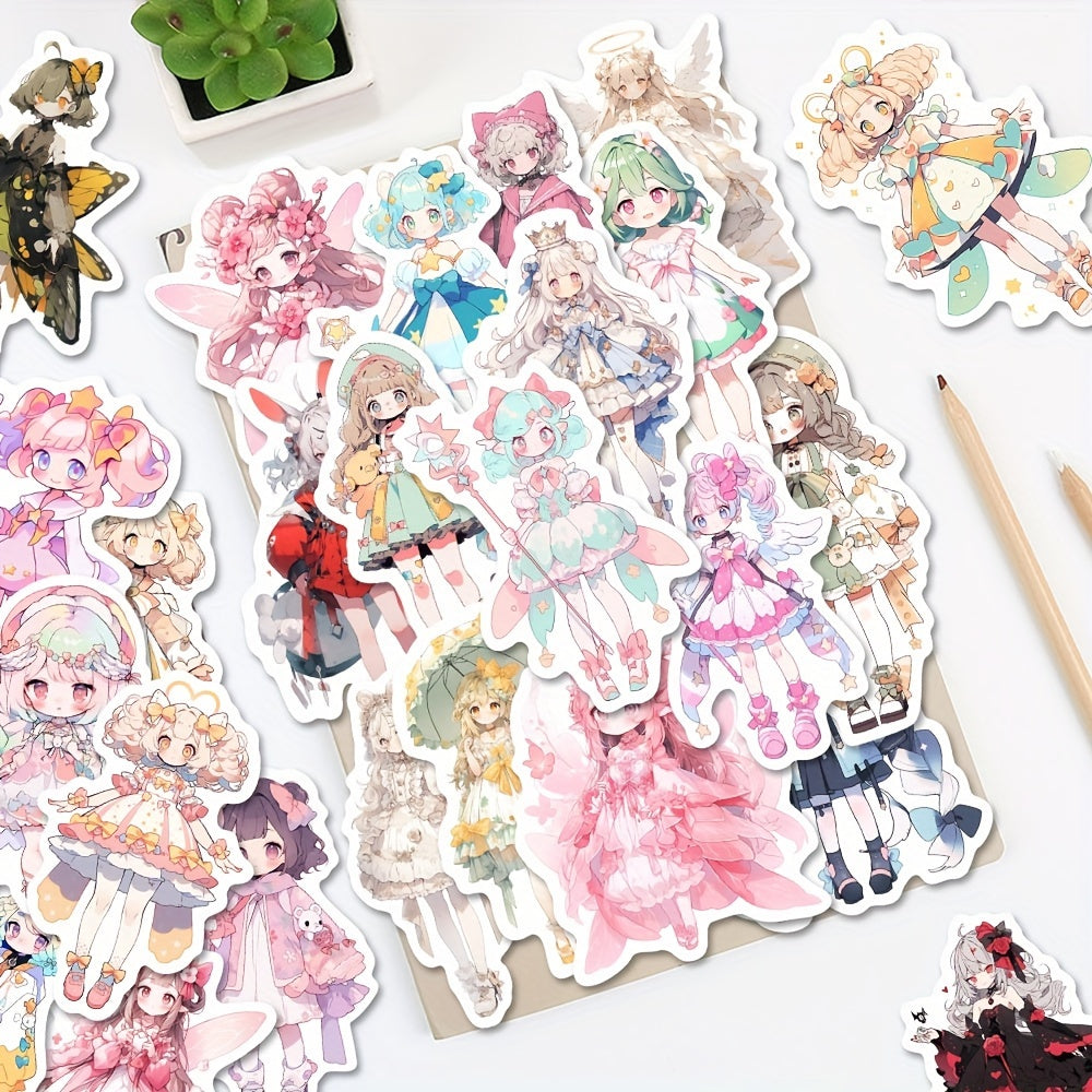 100pcs Reusable Vinyl Anime Character Stickers, Herringbone Pattern, Self-Adhesive Decals for Phone Case, Notebook, Laptop, Water Bottles, Guitar, Plastic Surfaces, with for Ages 14+