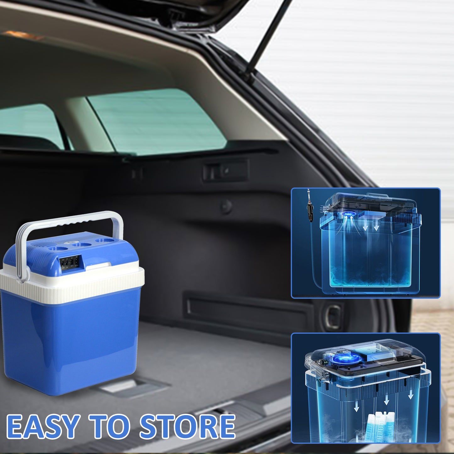 24L Thermoelectric 240V AC & 12V DC Electric Cool Box, Heating and Cooling Functions, Portable Travel Cooler Box Camping Car Mini Fridge (24L Cooler & Warmer)