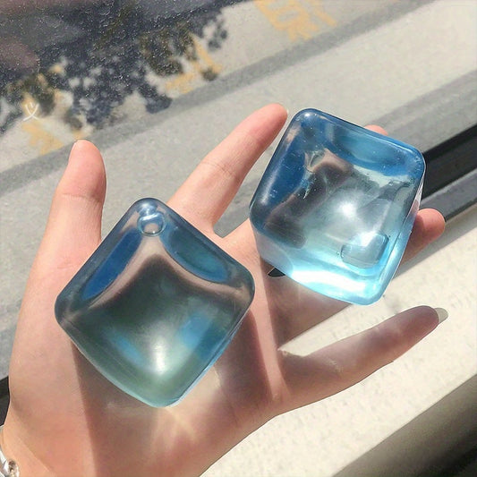 [Relaxing Squeeze & Pop] Relaxing Pop Sensation Squeeze & Pop Malt Ice Cubes - Transparent Sky Blue | Soothing Toy, Glossy Finish, Ideal for Unwinding