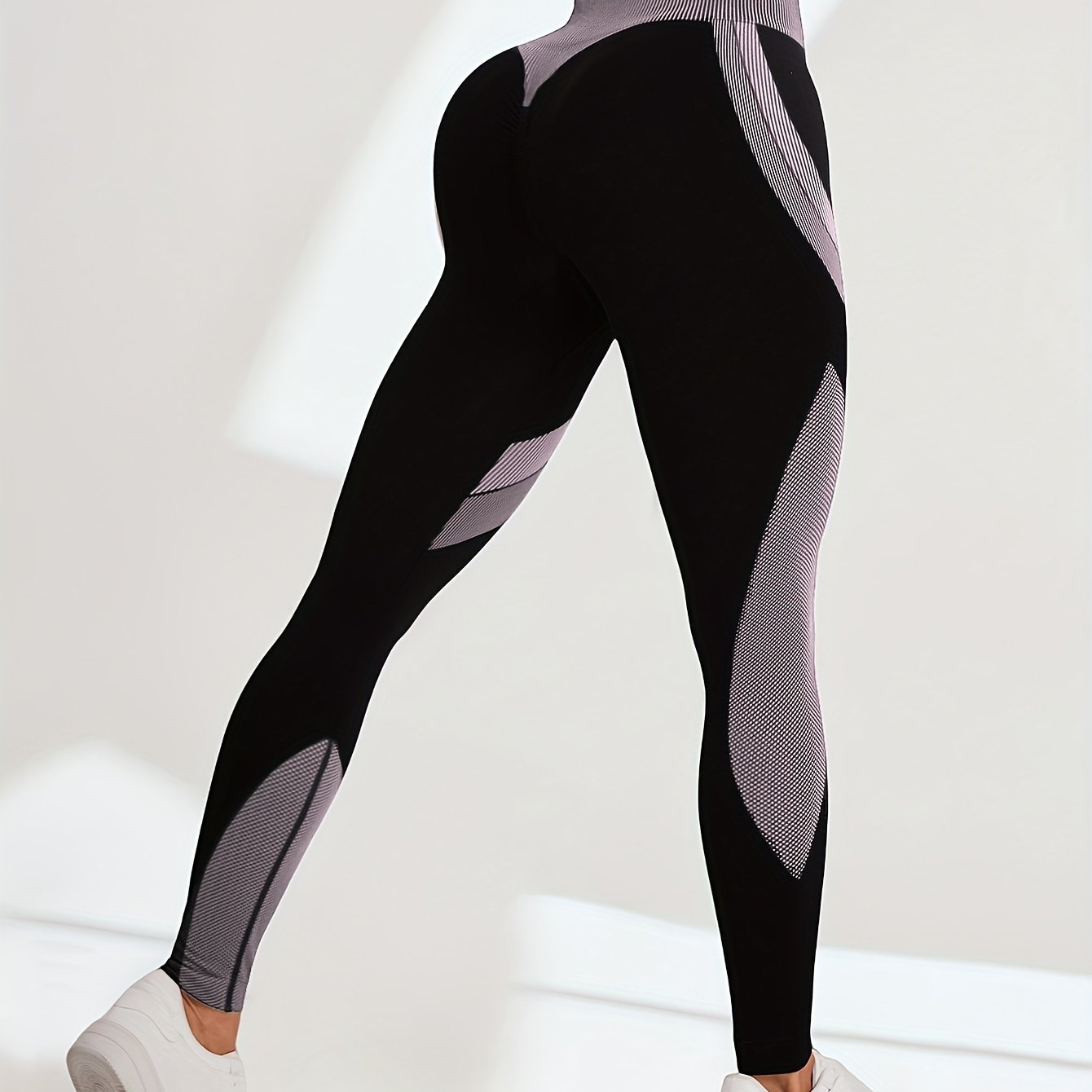 High Waist Seamless Yoga Pants with Color Stripes