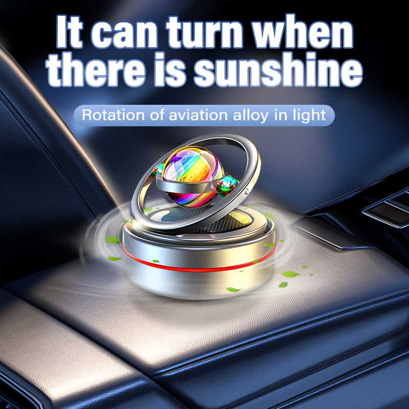 [Solar Power Car Diffuser] Rotating Solar Power Car Fragrance Diffuser, Essential Oil Diffuser, Car Decoration, Interior Accessories | Includes Two Aroma Pads As a Gift