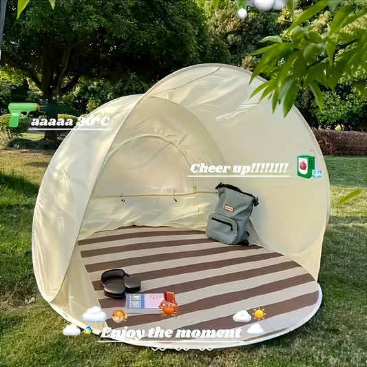 Automatic Instant Pop-up Sun Shelter, Portable Beach Tent, UV Protection, Easy Zipper Closure, with Compact Carry Bag.