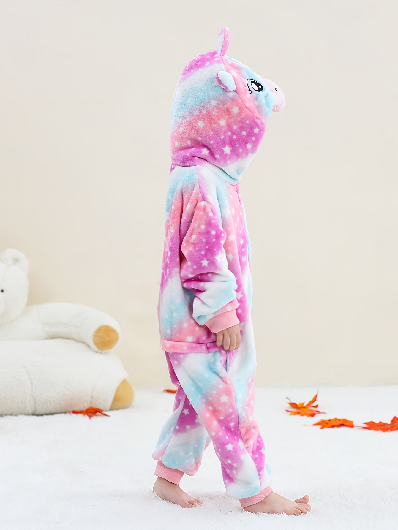 Animal Hooded Onesie Children's Flannel Clothing 4-12Y for Autumn and Winter