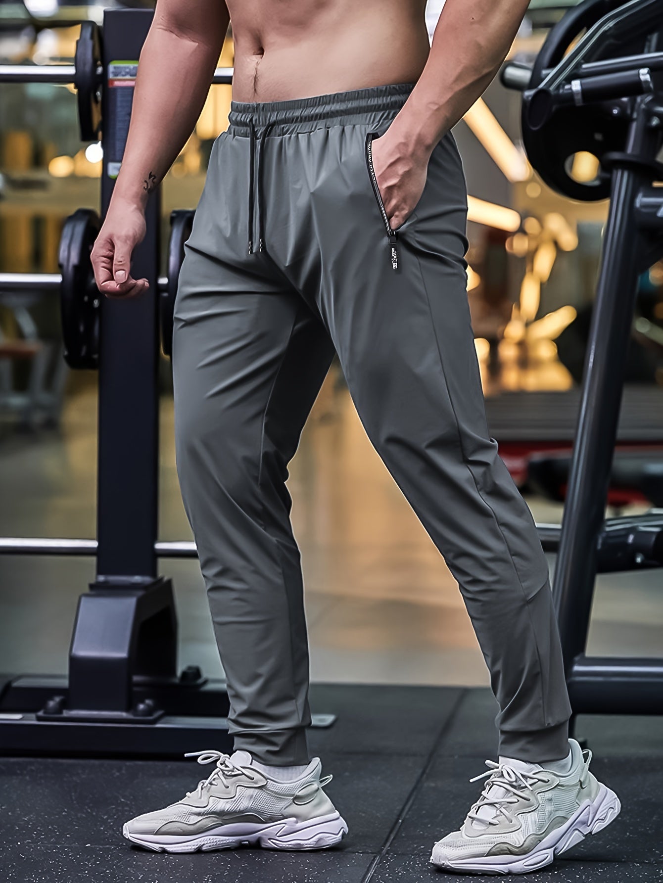 Men's Breathable Casual Sports Pants with Zipper Pockets
