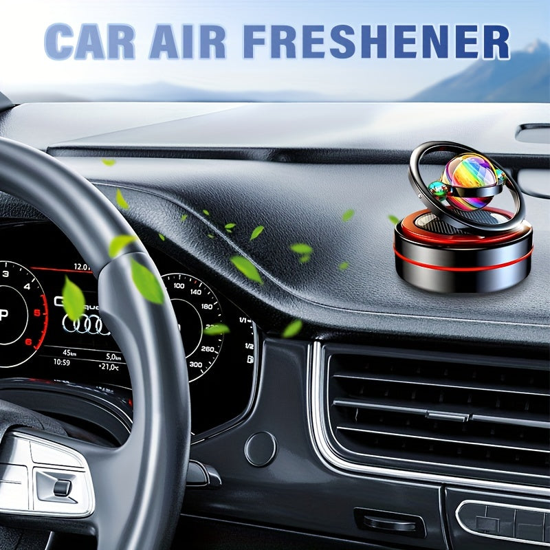 [Solar Power Car Diffuser] Rotating Solar Power Car Fragrance Diffuser, Essential Oil Diffuser, Car Decoration, Interior Accessories | Includes Two Aroma Pads As a Gift