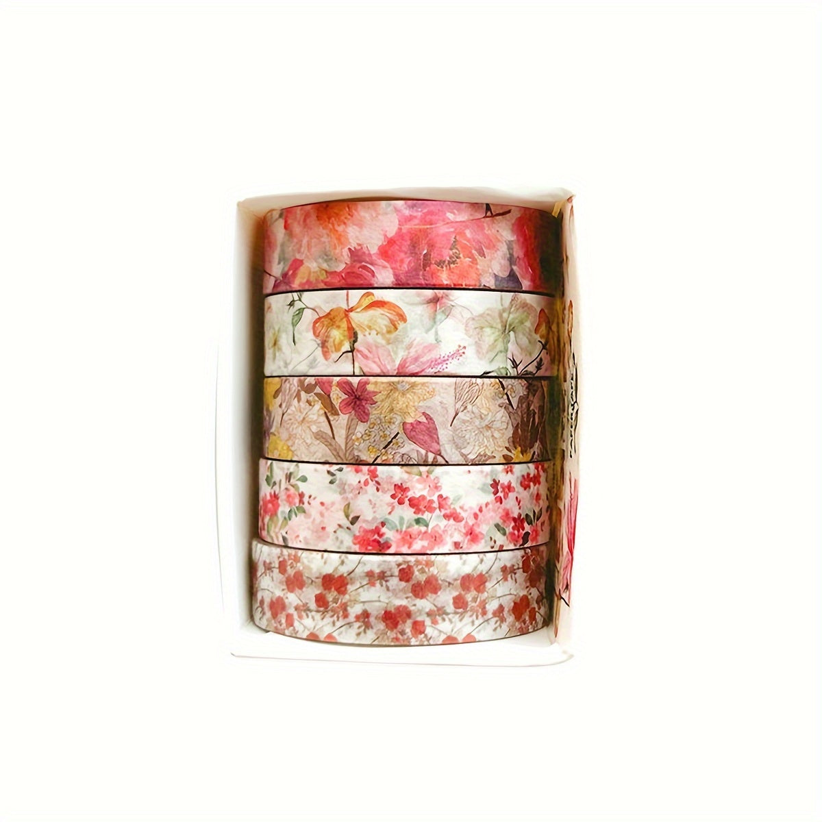 [Traceless Washi Tape] 5 Rolls of Tear-Off Traceless Washi Tape Flower Series - Decorative Sticker Tape for Diaries, Photo Albums, Schedules and Party Decorations