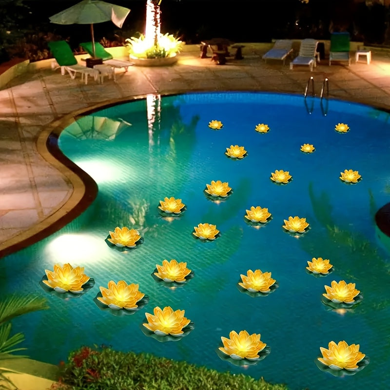 Solar-Powered LED Lotus Lamp - Vibrant Pink & Yellow Flower Designs, Outdoor Patio & Tabletop Decor, Ideal for Garden, Lawn, and Pathway Lighting, Solar Outdoor Light|Lotus Flower Design|Durable Plastic