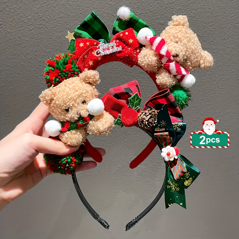1pc Women'S Christmas Teddy Bear Bow Hairband