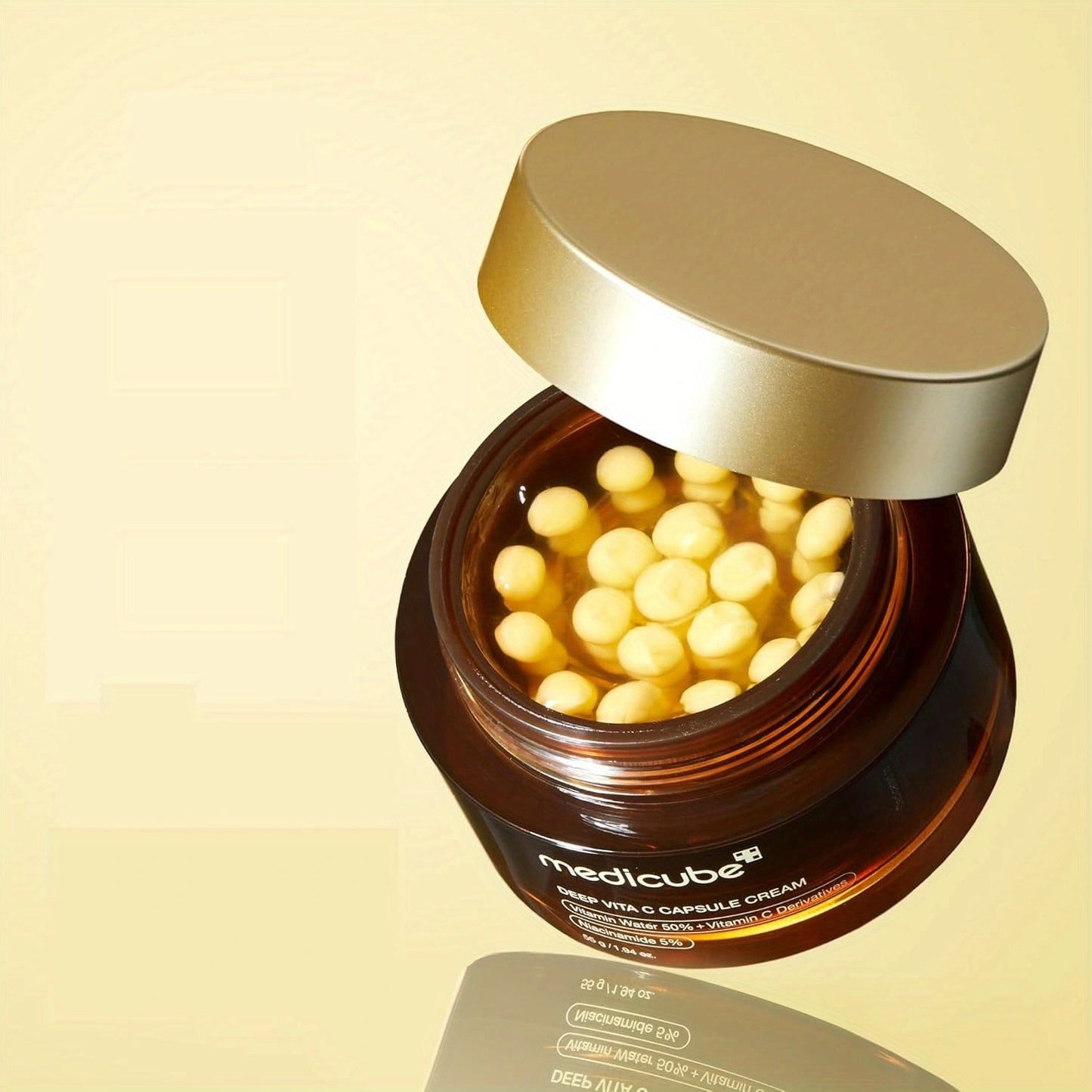 medicube Deep Vitamin C Golden Capsule Facial Moisturizer - Liposome Capsules Transparent Gel, Hydrating-Korean Light Beige Care 1.94oz