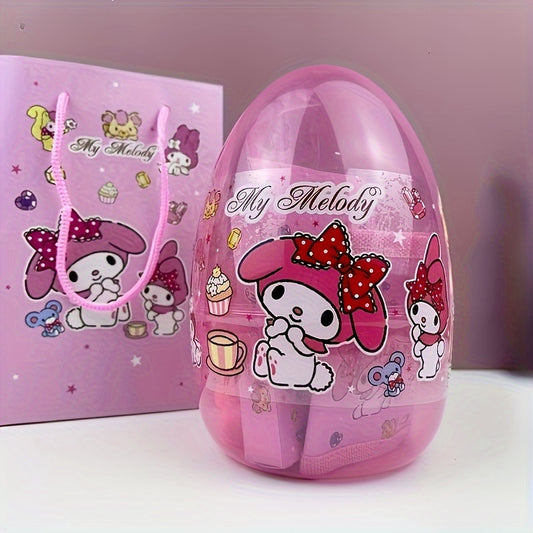 For Hello Kitty Cartoon Egg-Shaped Fine Tool Set, Including 6 Color Watercolor Pens + 6 Colored Pencils + Wallet + Key Chain + 2 Pencils + Ruler + Eraser + Pencil Sharpener + Gift Bag + Birthday Gift and Party Surprise Essent