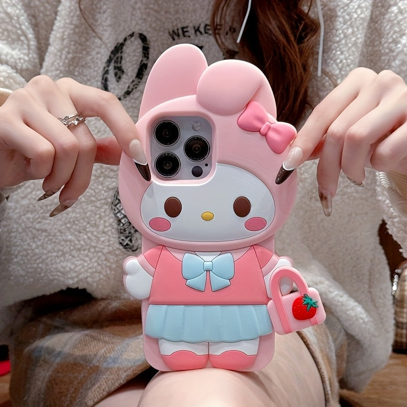 Licensed Cartoon Handbag for Kuromi Compatible with Iphone 16 Pro Max/15/14/13/12/11 Phone Cases, Apple 14 Pro Drop-Resistant Phone Protective Case.