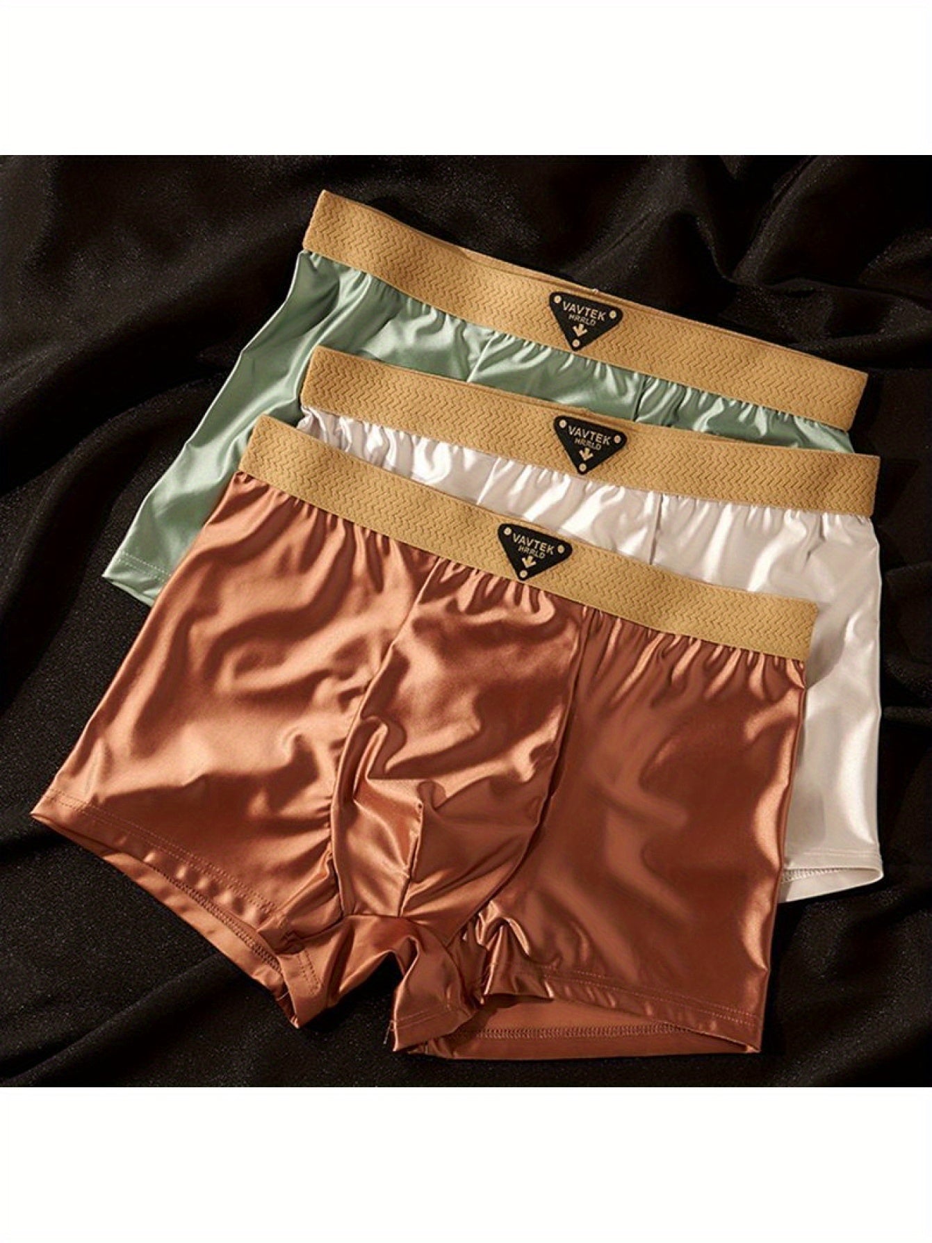 [Luxury Men's Underwear] 4pcs Men's Luxury Underwear. - Non-Transparent Ice Silky Fiber Boxer Briefs .