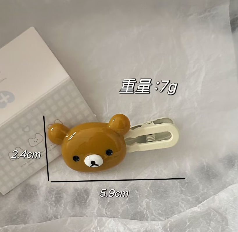 [Cute | Bear] Set of Cute Bear Hairpins | Preppy Headdress Plastic Hair Accessories | Sweet Style Animal Hairpins with Girly Heart & Duck Beak Design, Perfect for Little Girls