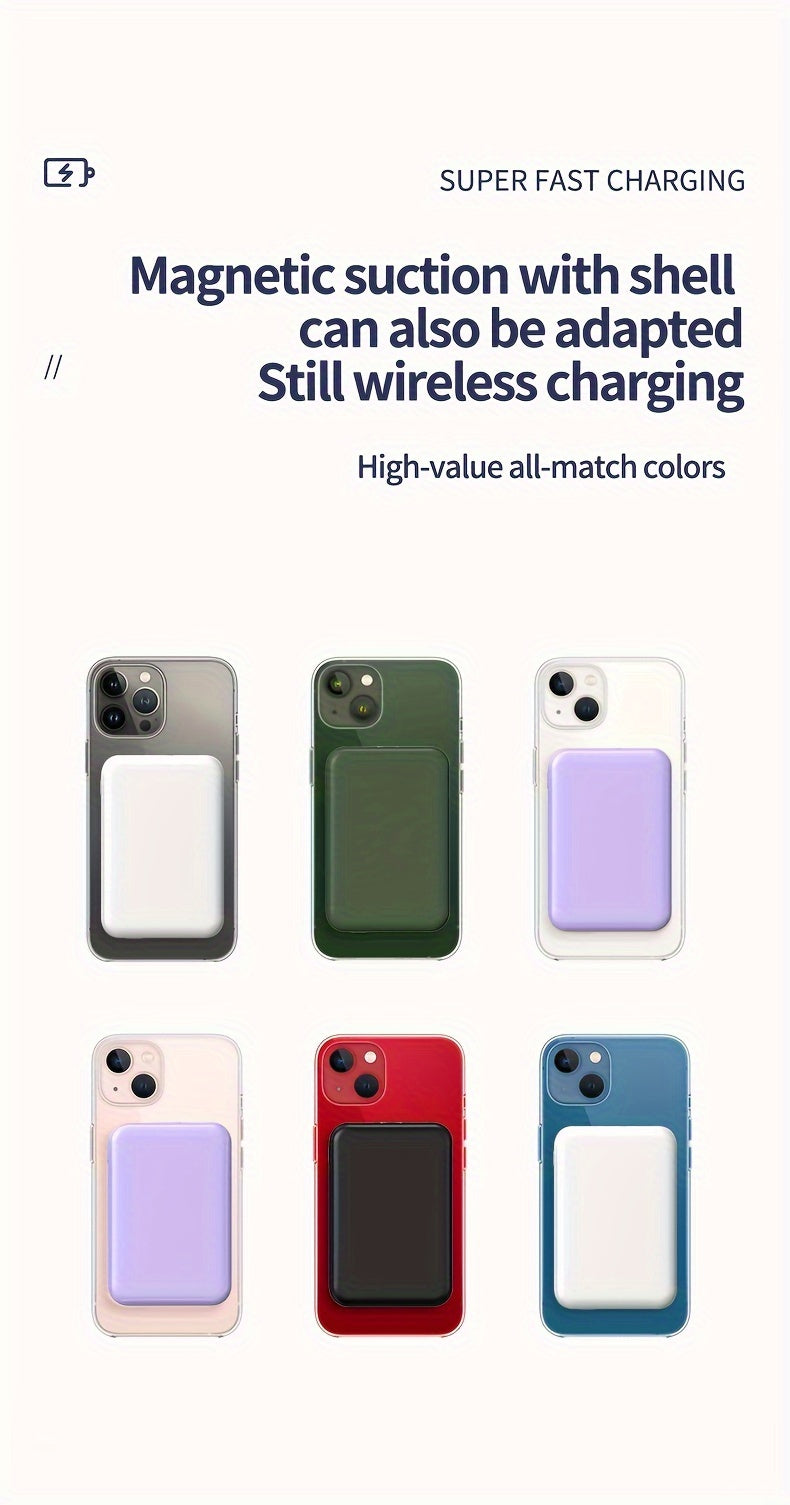 New 5000mAh Magnetic Wireless Power Bank for Apple 15 Pro / 14 Max / 13 / 12 Android Phones with LED Power Display, Portable Charger for Outdoor Travel Emergency Backup Mobile Power Supply, Gift
