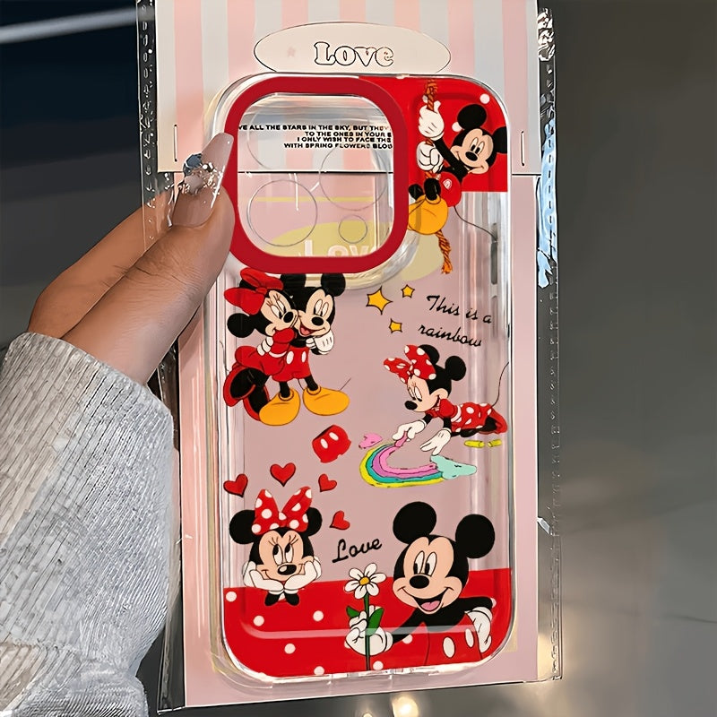 Disney Has Licensed a Transparent Phone Case Featuring a Red Minnie Mouse, Compatible with Iphone 16/15/14/13/12/11/XS/XR/X Plus Pro Max. This Cute And Stylish TPU Case Offers Full Coverage And Makes for an Ideal Gift.