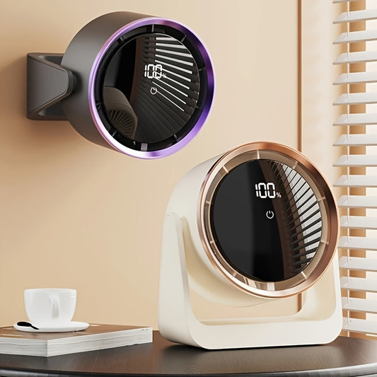 Ultra-Large Portable USB Bladeless Fan | Large Capacity Battery, Standable and Wall-Mounted Options, LED Display for Power and Speed with Lighting, Ideal for Travel, Outdoor Activities, and Office Use